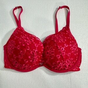 Victoria’s Secret push up embroidered eyelet bra pink size 32DD